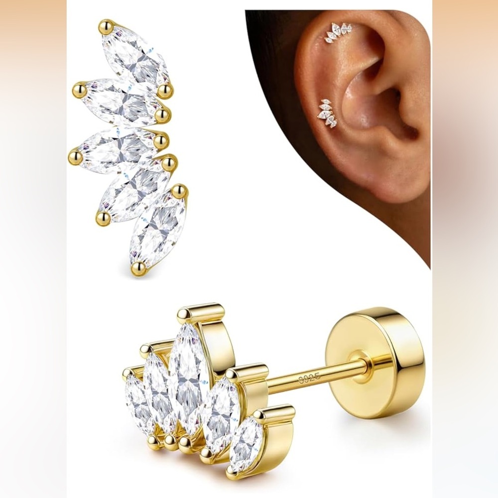 Anthropologie Gold and Silver Marquise Earrings